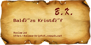 Balázs Kristóf névjegykártya